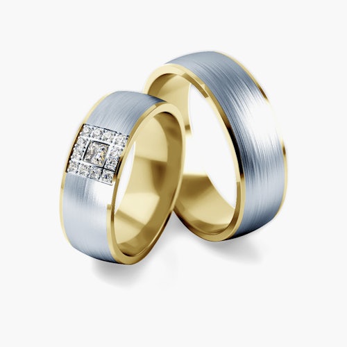 Obrączki ślubne: dwukolorowe złoto, okrągłe, 6,6 mm